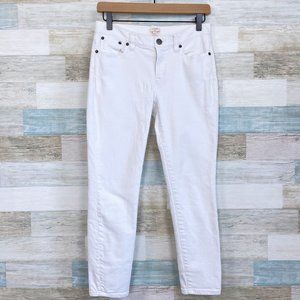 J Crew Mid Rise Ankle Skinny Jeans White 5 Pocket Stretch Casual Womens 25